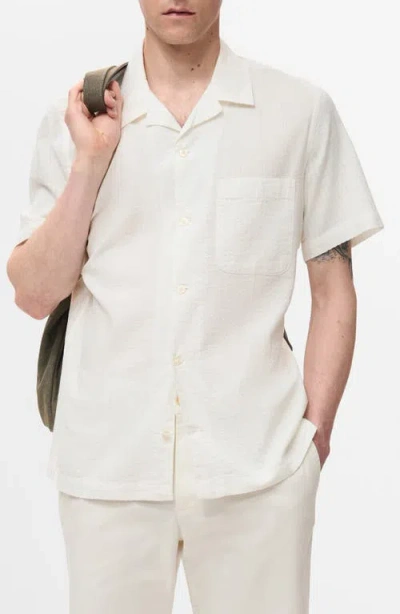 Mango Regular Fit Seersucker Camp Shirt In Neutral