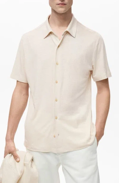 Mango Regular Fit Short Sleeve Linen Blend Button-up Shirt In White