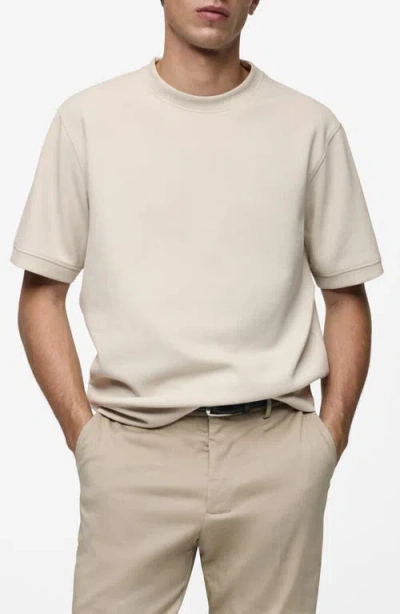 Mango Regular Fit Short Sleeve Sweatshirt In Ice Grey