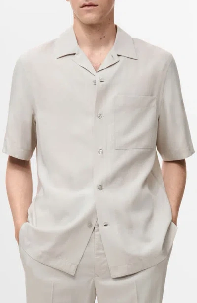 MANGO MANGO REGULAR FIT SHORT SLEEVE TENCEL™ LYOCELL BUTTON-UP SHIRT