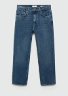 Mango Crop Tapered Jeans In Bleu Foncé