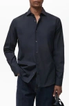 Mango Regular Fit Solid Cotton Button-up Shirt In Blue