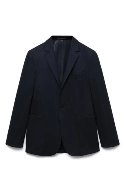 Mango Regular Fit Sport Coat In Dark Navy
