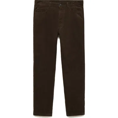 Mango Regular Fit Straight Leg Corduroy Pants In Chocolate