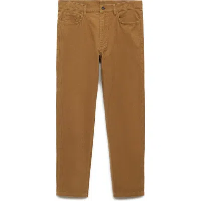 Mango Regular Fit Straight Leg Corduroy Pants In Medium Brown