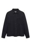 Mango Regular Fit Stretch Button-up Shirt In Dark Navy