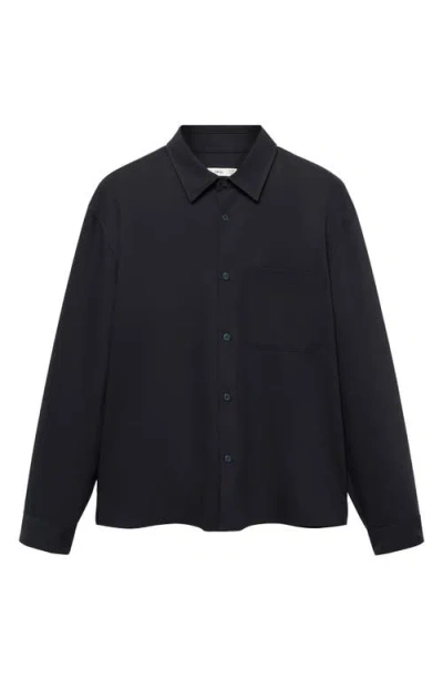 Mango Regular Fit Stretch Button-up Shirt In Dark Navy