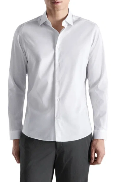 Mango Regular Fit Stretch Cotton Blend Button-up Shirt In White