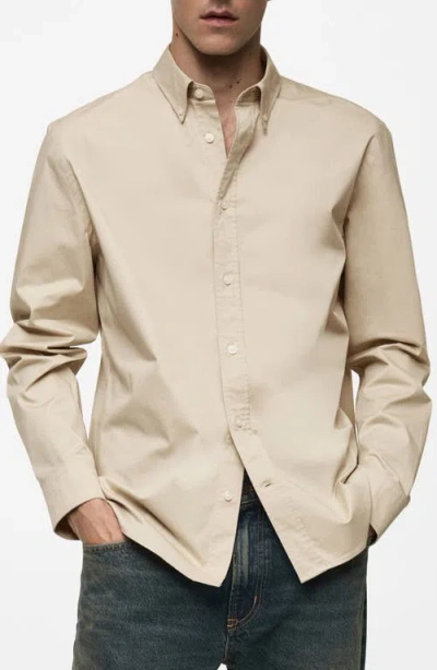 MANGO MANGO REGULAR FIT STRETCH COTTON BUTTON-DOWN SHIRT