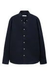 Mango Regular Fit Stretch Cotton Button-down Shirt In Dark Navy