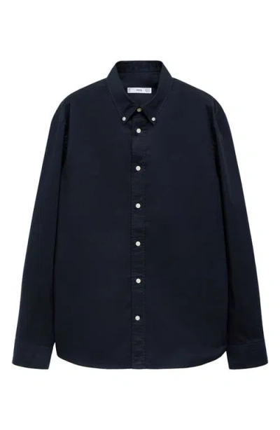 Mango Regular Fit Stretch Cotton Button-down Shirt In Dark Navy
