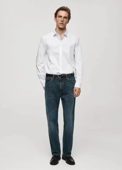 Mango Regular-fit Stretch Cotton Shirt White In Blanc