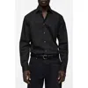 Mango Regular Fit Stretch Poplin Button-up Shirt In Black