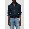 Mango Regular Fit Stretch Poplin Button-up Shirt In Dark Navy