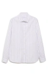 Mango Regular Fit Stripe Button-up Shirt In Violet
