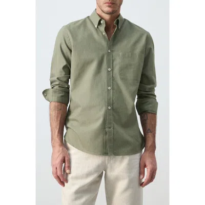 Mango Regular Fit Stripe Button-down Shirt In Green