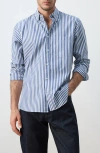 Mango Regular Fit Stripe Button-up Shirt In Blue