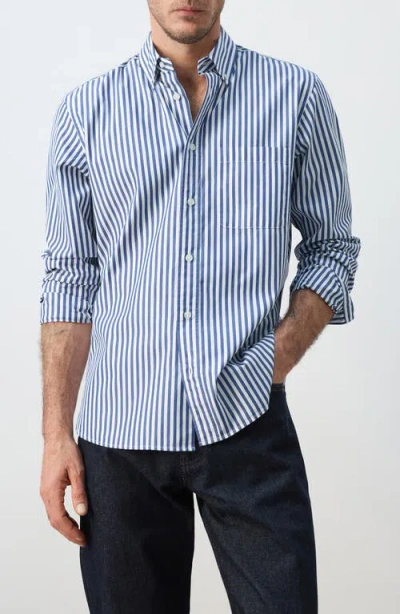 Mango Regular Fit Stripe Button-up Shirt In Blue