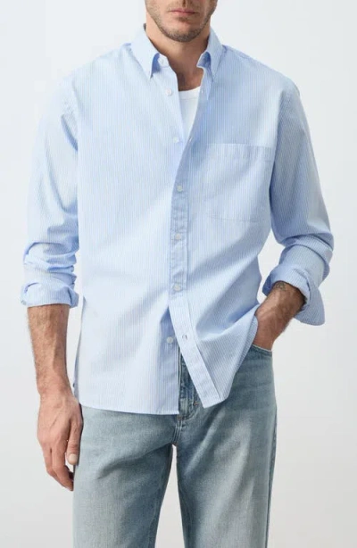Mango Regular Fit Stripe Button-up Shirt In Blue