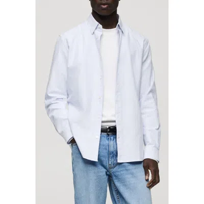 Mango Regular Fit Stripe Cotton Button-up Shirt In Blue