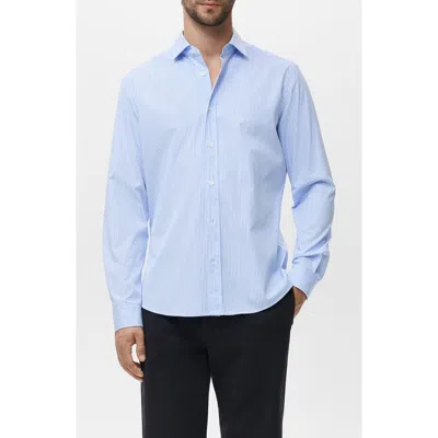 Mango Regular Fit Stripe Cotton Button-up Shirt In Blue