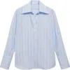 Mango Regular Fit Stripe Cotton Button-up Shirt In Sky Blue