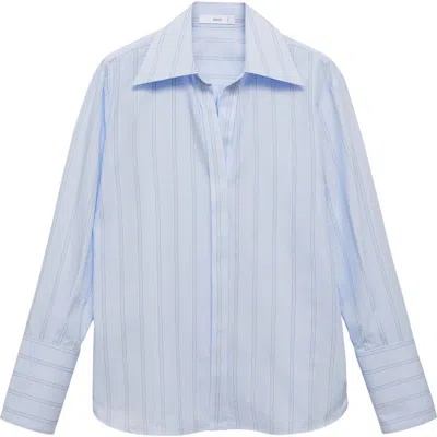 Mango Regular Fit Stripe Cotton Button-up Shirt In Sky Blue