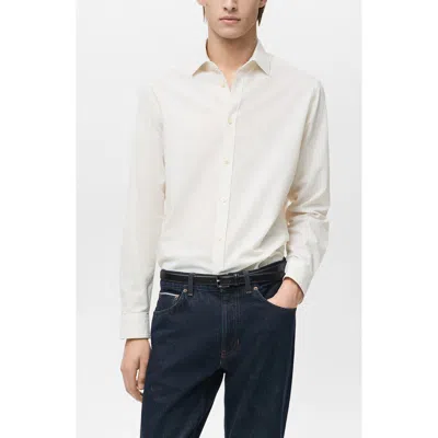 Mango Regular Fit Stripe Seersucker Button-up Shirt In Sand