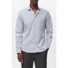 Mango Regular Fit Stripe Stretch Cotton Blend Button-up Shirt In Blue