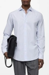 Mango Regular Fit Stripe Stretch Cotton Button-up Shirt In Blue