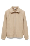 Mango Regular Fit Sweater Jacket In Beige