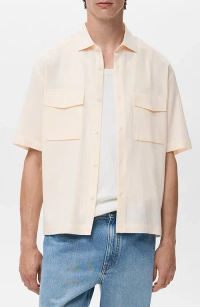 Mango Regular Fit Tencel™ Lyocell Blend Button-up Shirt In White