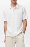 Mango Regular Fit Textured Stretch Cotton Blend Polo In White