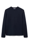Mango Regular Fit Viscose Blend Crewneck Sweater In Dark Navy