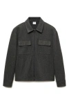 Mango Regular Fit Zip Flannel Jacket In Dark Heather Grey
