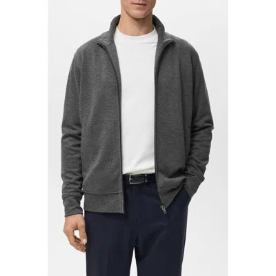 Mango Regular Fit Zip Jacket In Gray