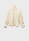 Mango Regular Satin Shirt Ecru In Ecru