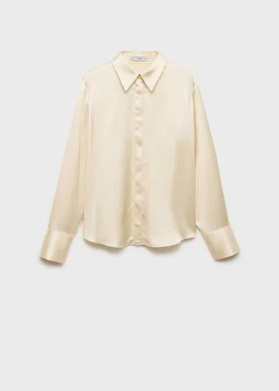 Mango Regular Satin Shirt Ecru