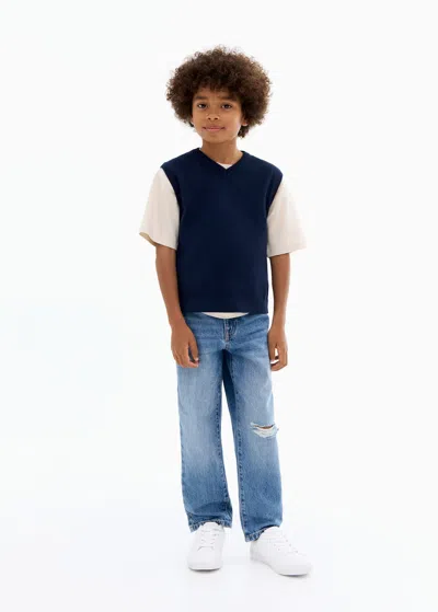 Mango Jean Straight Regular Bleu Moyen - Enfants - 10 -  Kids In Blue