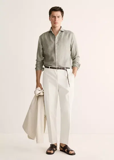Mango Regular-fit 100% Cotton Pants In Beige