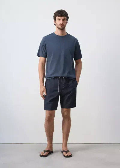 Mango Regular-fit 100% Cotton T-shirt In Navy