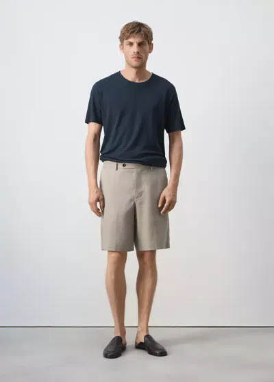 Mango Regular-fit 100% Linen Bermuda Shorts In Medium Brown