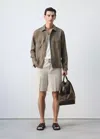 Mango Regular-fit 100% Linen Overshirt In Brown