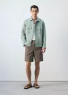 Mango Regular-fit 100% Linen Overshirt In Green