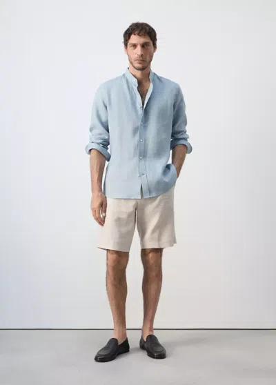 Mango Regular-fit 100% Linen Shirt In China Blue