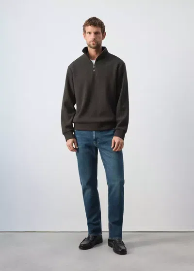 Mango Regular-fit Brushed-knit Sweatshirt In Brown