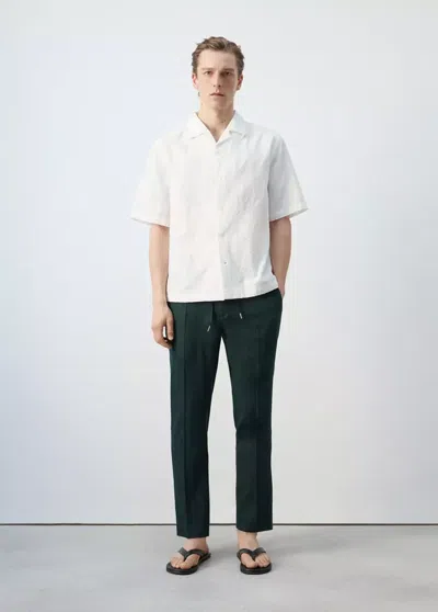 Mango Regular-fit Cotton Bowling Collar Shirt In Off White