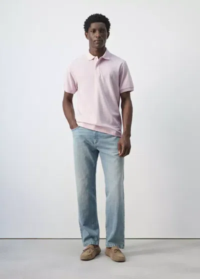 Mango Regular-fit Cotton Piqué Polo Shirt In Pastel Pink