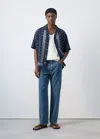 Mango Regular-fit Flowing Printed Shirt In Navy