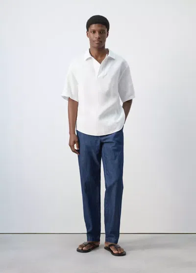Mango Regular-fit Jeans With Drawstring In Dark Blue